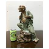 Large Vintage Signed Chinese Terra Cotta or Ceramic Figure