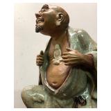 Large Vintage Signed Chinese Terra Cotta or Ceramic Figure