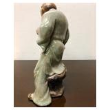Large Vintage Signed Chinese Terra Cotta or Ceramic Figure
