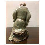 Large Vintage Signed Chinese Terra Cotta or Ceramic Figure