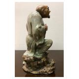 Large Vintage Signed Chinese Terra Cotta or Ceramic Figure