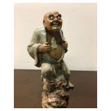 Large Vintage Signed Chinese Terra Cotta or Ceramic Figure