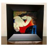 Framed Signed Enameled Cubist Style Artwork