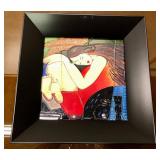 Framed Signed Enameled Cubist Style Artwork