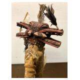 Old Vintage Handmade Wooden African Senufo Figure w/Frie Spitter Mask