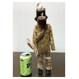 Old Vintage Handmade Wooden African Senufo Figure w/Frie Spitter Mask