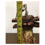 Old Vintage Handmade Wooden African Senufo Figure w/Frie Spitter Mask