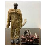 Old Vintage Handmade Wooden African Senufo Figure w/Frie Spitter Mask