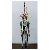 Hand Painted Metal Balancing Cowboy on Horse Display