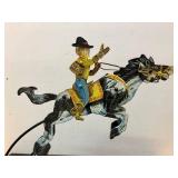 Hand Painted Metal Balancing Cowboy on Horse Display