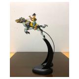 Hand Painted Metal Balancing Cowboy on Horse Display