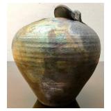 Very Nice Signed Raku Art Pottery Vase by John Clayton