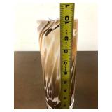 Signed Vintage Swirled Brown & White Art Glass Vase by Torbjorn Torgersen for Randsfjord Glassverk, Norway