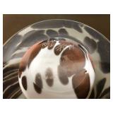 Signed Vintage Swirled Brown & White Art Glass Vase by Torbjorn Torgersen for Randsfjord Glassverk, Norway