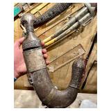 Early Ornate Silver Mounted Yemeni Khanjar or Janbiya Dagger w/Scabbard -