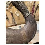 Early Ornate Silver Mounted Yemeni Khanjar or Janbiya Dagger w/Scabbard -