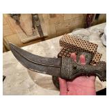 Early Ornate Silver Mounted Yemeni Khanjar or Janbiya Dagger w/Scabbard -