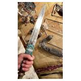 Large Old Ornate Tuareg Berber Dagger w/Sheath