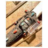 Early Ornate Antique Sino-Tibetan Silver Mounted Dagger w/Sheath