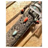 Early Ornate Antique Sino-Tibetan Silver Mounted Dagger w/Sheath