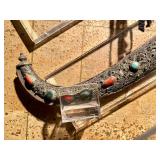 Early Ornate Antique Sino-Tibetan Silver Mounted Dagger w/Sheath