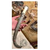 Early Ornate Antique Sino-Tibetan Silver Mounted Dagger w/Sheath