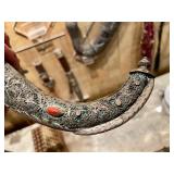 Early Ornate Antique Sino-Tibetan Silver Mounted Dagger w/Sheath