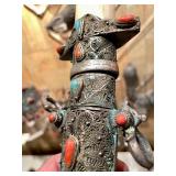 Early Ornate Antique Sino-Tibetan Silver Mounted Dagger w/Sheath