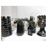 Exceptional LARGE Mid Century Signed Art Pottery Complete Chess Set by Alfaraz Pottery