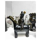 Exceptional LARGE Mid Century Signed Art Pottery Complete Chess Set by Alfaraz Pottery