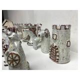 Exceptional LARGE Mid Century Signed Art Pottery Complete Chess Set by Alfaraz Pottery