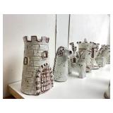 Exceptional LARGE Mid Century Signed Art Pottery Complete Chess Set by Alfaraz Pottery