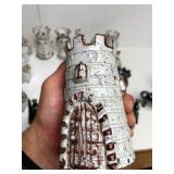 Exceptional LARGE Mid Century Signed Art Pottery Complete Chess Set by Alfaraz Pottery