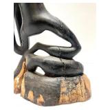 Excellent Large Vintage Carved Hardwood Makonde Spirit Sculpture #2