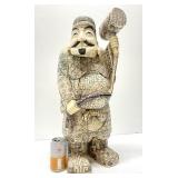 Fantastic LARGE Old Vintage Japanese Figural Bone Sculpture of a Man w/Hammer