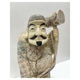 Fantastic LARGE Old Vintage Japanese Figural Bone Sculpture of a Man w/Hammer