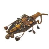 Old Vintage African Carved Bone Handled Wide Dagger