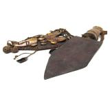 Old Vintage African Carved Bone Handled Wide Dagger