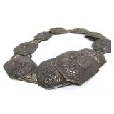 Antique Oriental Chased Silver Belt w/Animal Designs