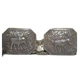 Antique Oriental Chased Silver Belt w/Animal Designs