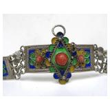Wonderful Antique Algerian Enameled Silver Belt