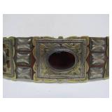 Old Vintage Leather Backed Turkoman Silver & Carnelian Belt