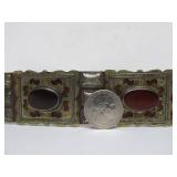 Old Vintage Leather Backed Turkoman Silver & Carnelian Belt