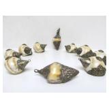 Group of Old Vintage Nepalese Ornately Decorated Conch Shell Pendants