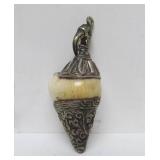 Group of Old Vintage Nepalese Ornately Decorated Conch Shell Pendants
