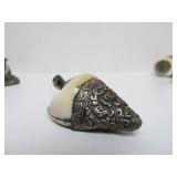 Group of Old Vintage Nepalese Ornately Decorated Conch Shell Pendants