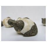 Group of Old Vintage Nepalese Ornately Decorated Conch Shell Pendants