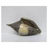 Group of Old Vintage Nepalese Ornately Decorated Conch Shell Pendants