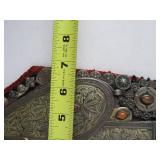 Exceptional LARGE Antique Turkoman Silver Chest Adornment w/HUGE Heart Pendant