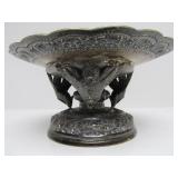 Large Antique Silver Cambodian Ceremonial Dish on Stand